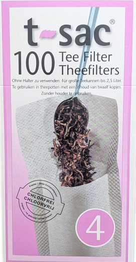 T-Sac 100 Teefilter Größe 4 – Chlorfreie Papier-Teefilter für große Teekannen bis 2,5 Liter