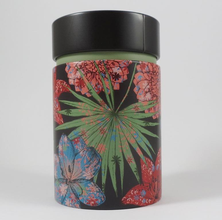 Floral-rot-150_2 Weißblechdose mit Steckdeckel